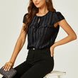 Load image into Gallery viewer, Flocked Tulle Sheer Top In Black