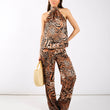 Load image into Gallery viewer, Brown Animal Printed Halter Neck Top