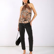 Load image into Gallery viewer, Brown Animal Printed Halter Neck Top