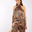 Load image into Gallery viewer, Brown Animal Printed Halter Neck Top