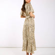 Load image into Gallery viewer, Cream Animal Printed Satin Wrap Midi Dress