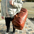 Load image into Gallery viewer, Large Leather Duffel Bag