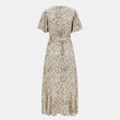 Load image into Gallery viewer, Cream Animal Printed Satin Wrap Midi Dress
