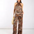 Load image into Gallery viewer, Brown Animal Printed Halter Neck Top