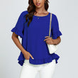 Load image into Gallery viewer, Frill Detail Short Sleeves Top In Royal Blue