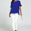 Load image into Gallery viewer, Frill Detail Short Sleeves Top In Royal Blue