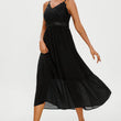 Load image into Gallery viewer, Lace Embroidery Anglaise Maxi Slip Dress In Black