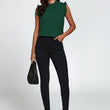 Load image into Gallery viewer, Frill Trim Sleeve Frill Neck Blouse Top In Dark Green