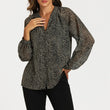 Load image into Gallery viewer, Gold Foil Leopard Print long sleeve Blouse Top In Black