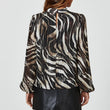 Load image into Gallery viewer, Silver Thread Zebra Print Long Sleeve Blouse Top In Black