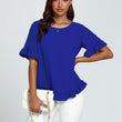 Load image into Gallery viewer, Frill Detail Short Sleeves Top In Royal Blue
