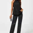 Load image into Gallery viewer, Satin Halter Neck Tie Back Top In Black
