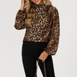Load image into Gallery viewer, Leopard Print Foil Long Sleeve High Neck Top In Brown