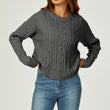 Load image into Gallery viewer, Cable Knit Crew Neck Jumper In Dark Grey