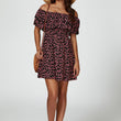 Load image into Gallery viewer, Floral Print Bardot Frill Mini Dress In Black