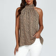 Load image into Gallery viewer, Leopard Print Halter Neck Tie Back Top In Beige