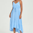 Load image into Gallery viewer, Dot Print Button Down High Low Strappy Dress In Light Blue
