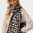Load image into Gallery viewer, Geo Print Scarf In Beige & Black