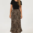 Load image into Gallery viewer, Leopard Print Satin Midi Skirt In Brown