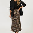 Load image into Gallery viewer, Leopard Print Satin Midi Skirt In Brown