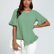 Load image into Gallery viewer, Frill Detail Short Sleeves Top In Light Green