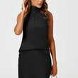 Load image into Gallery viewer, Satin Halter Neck Tie Back Top In Black