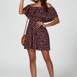 Load image into Gallery viewer, Floral Print Bardot Frill Mini Dress In Black