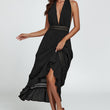 Load image into Gallery viewer, Lace Detail V Neckline Maxi Dress In Black