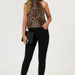Load image into Gallery viewer, Leopard Print Foil Halter Neck Tie Back Top In Brown
