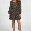 Load image into Gallery viewer, Little Floral Print Square Neck Mini Dress In Black