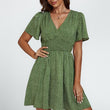 Load image into Gallery viewer, Dot Print Short Sleeve Mini Dress In Green