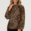 Load image into Gallery viewer, Leopard Print Foil Long Sleeve High Neck Top In Brown