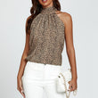 Load image into Gallery viewer, Leopard Print Halter Neck Tie Back Top In Beige