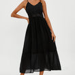 Load image into Gallery viewer, Lace Embroidery Anglaise Maxi Slip Dress In Black