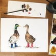 Load image into Gallery viewer, Ducks in Wellies Watercolour Art Print