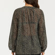 Load image into Gallery viewer, Gold Foil Leopard Print long sleeve Blouse Top In Black