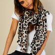 Load image into Gallery viewer, Leopard Print Tassel Scarf In Beige