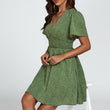 Load image into Gallery viewer, Dot Print Short Sleeve Mini Dress In Green