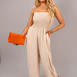 Load image into Gallery viewer, Strapless Shirred Bandeau Wide Leg Jumpsuit