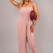 Load image into Gallery viewer, Strapless Shirred Bandeau Wide Leg Jumpsuit