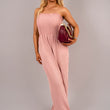 Load image into Gallery viewer, Strapless Shirred Bandeau Wide Leg Jumpsuit
