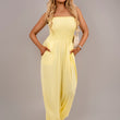 Load image into Gallery viewer, Strapless Shirred Bandeau Wide Leg Jumpsuit