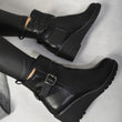 Load image into Gallery viewer, Side Zip Low Wedge Chelsea Ankle Boots