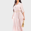 Load image into Gallery viewer, Belted Button Down Tiered Maxi Dress