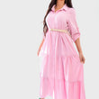 Load image into Gallery viewer, Belted Button Down Tiered Maxi Dress