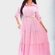 Load image into Gallery viewer, Belted Button Down Tiered Maxi Dress