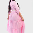 Load image into Gallery viewer, Belted Button Down Tiered Maxi Dress
