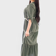 Load image into Gallery viewer, Belted Button Down Tiered Maxi Dress