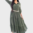 Load image into Gallery viewer, Belted Button Down Tiered Maxi Dress
