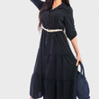 Load image into Gallery viewer, Belted Button Down Tiered Maxi Dress